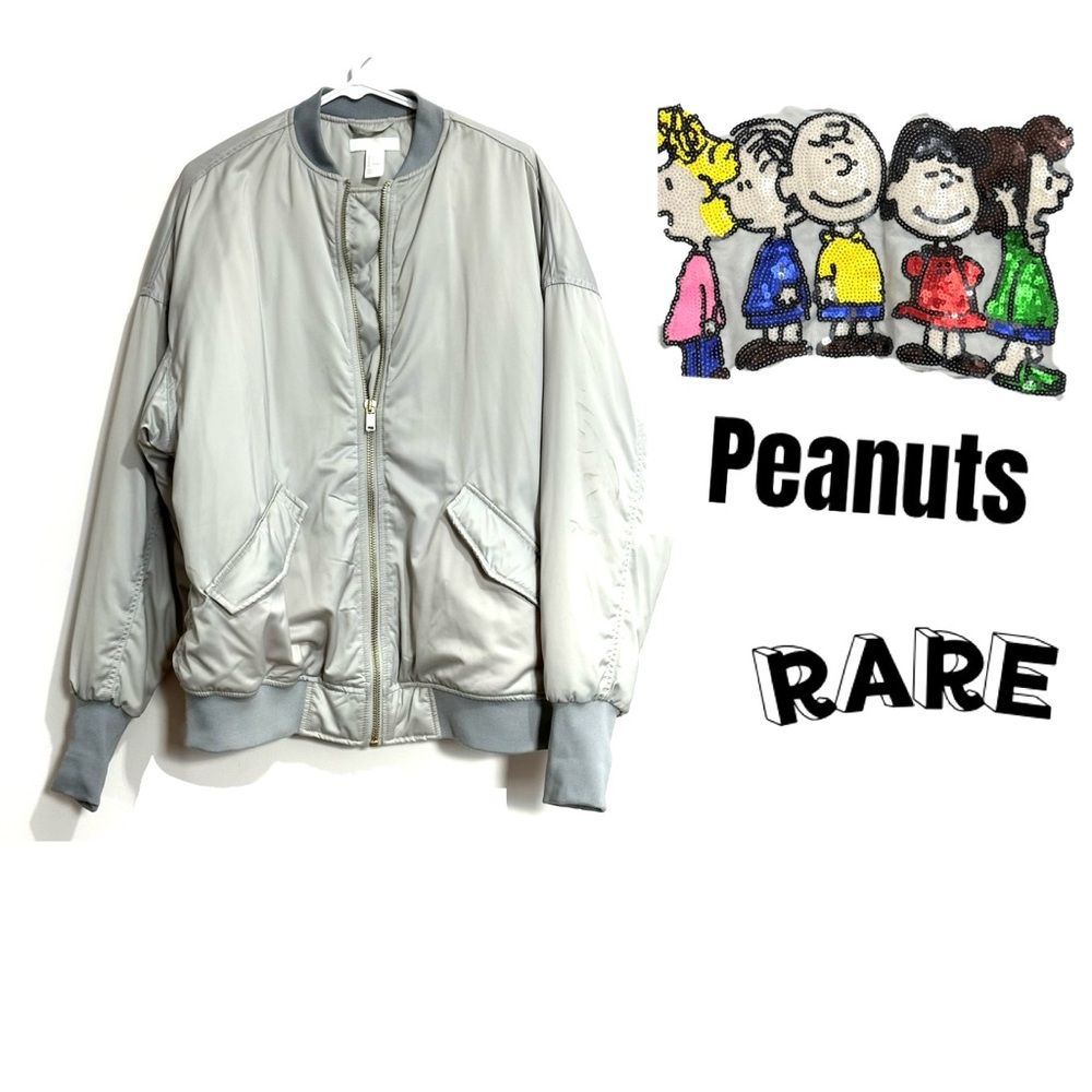 H&M x Peanuts Sequin Bomber Jacket - Charlie Brown Gang Snoopy Era Size EUS6